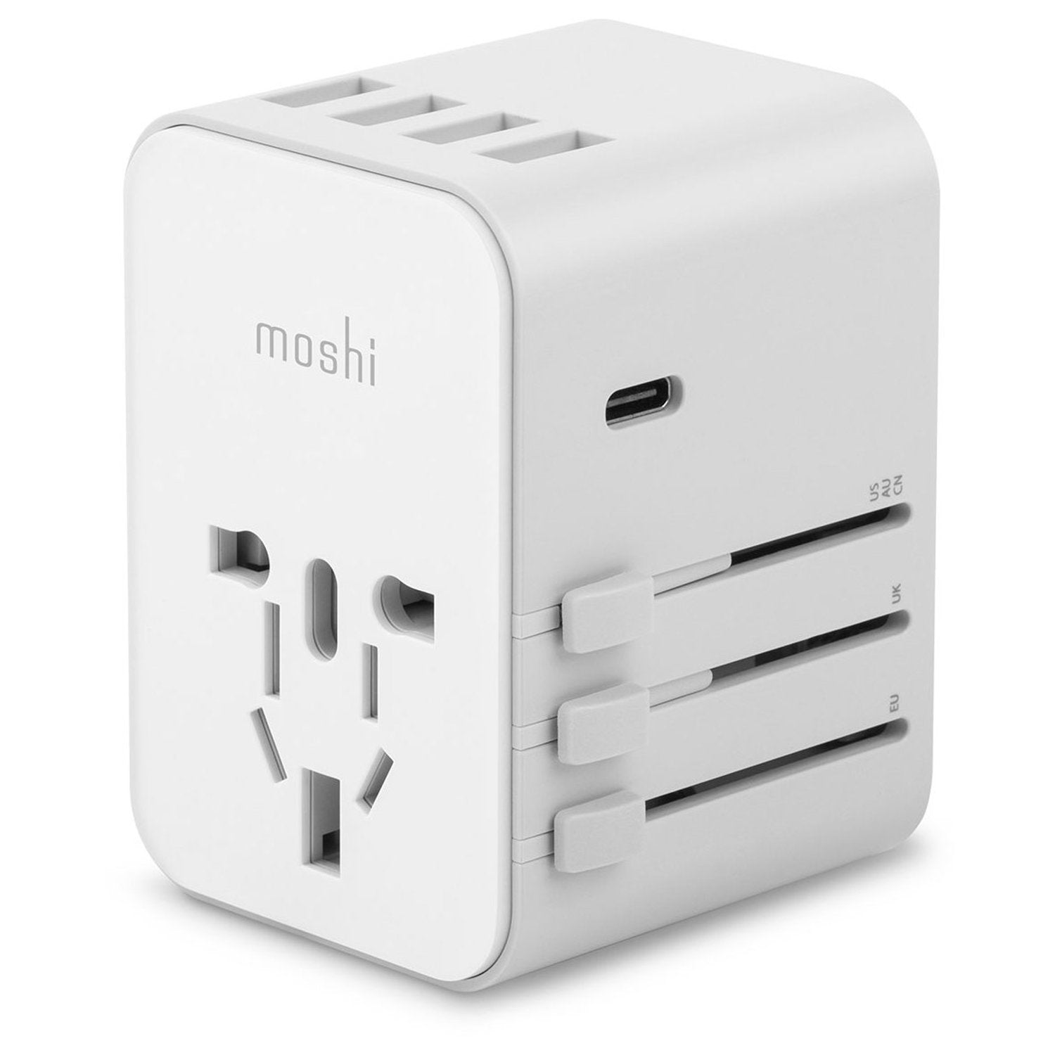 Moshi World Travel Adapter with USB-C and 4 USB Ports - White