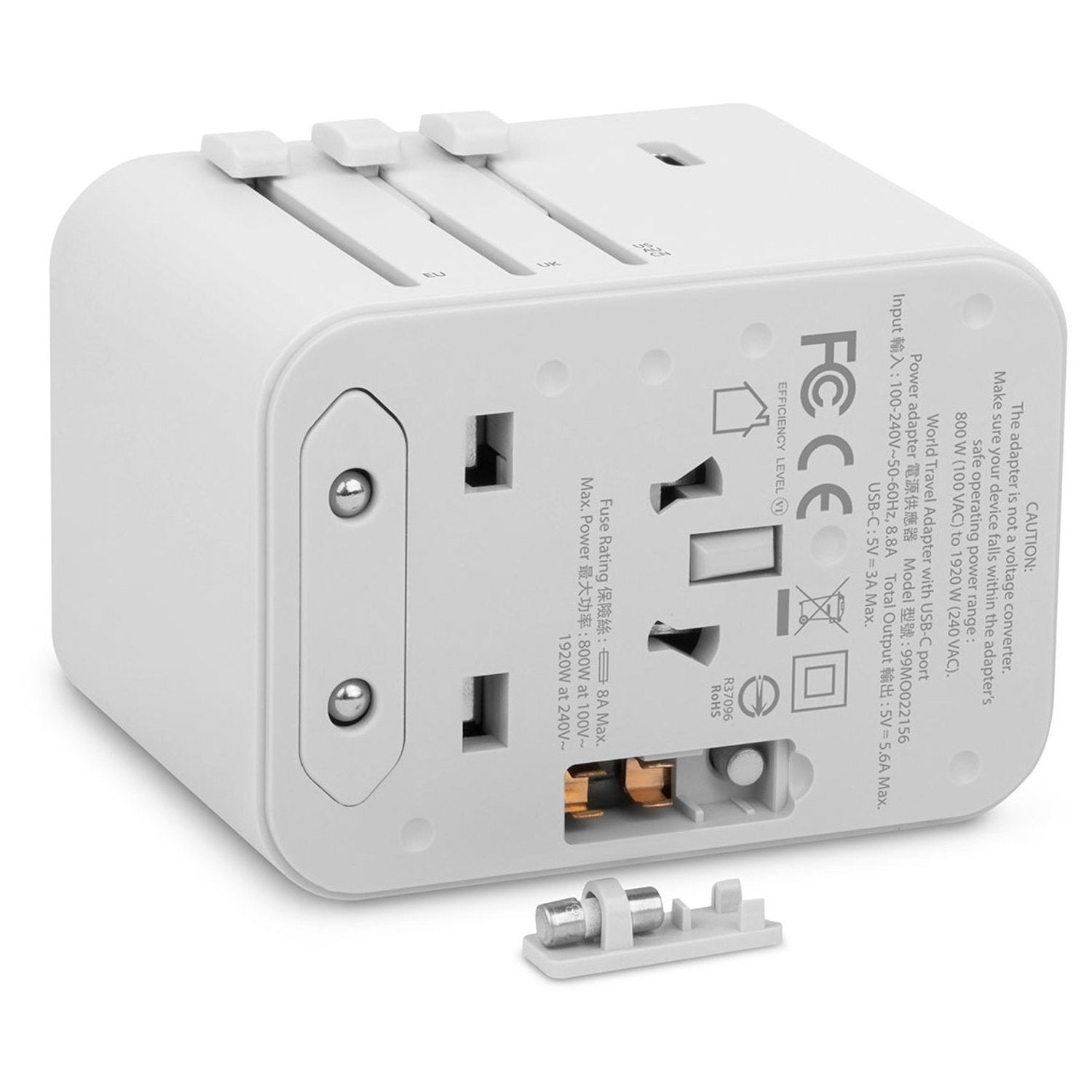 Moshi World Travel Adapter with USB-C and 4 USB Ports - White