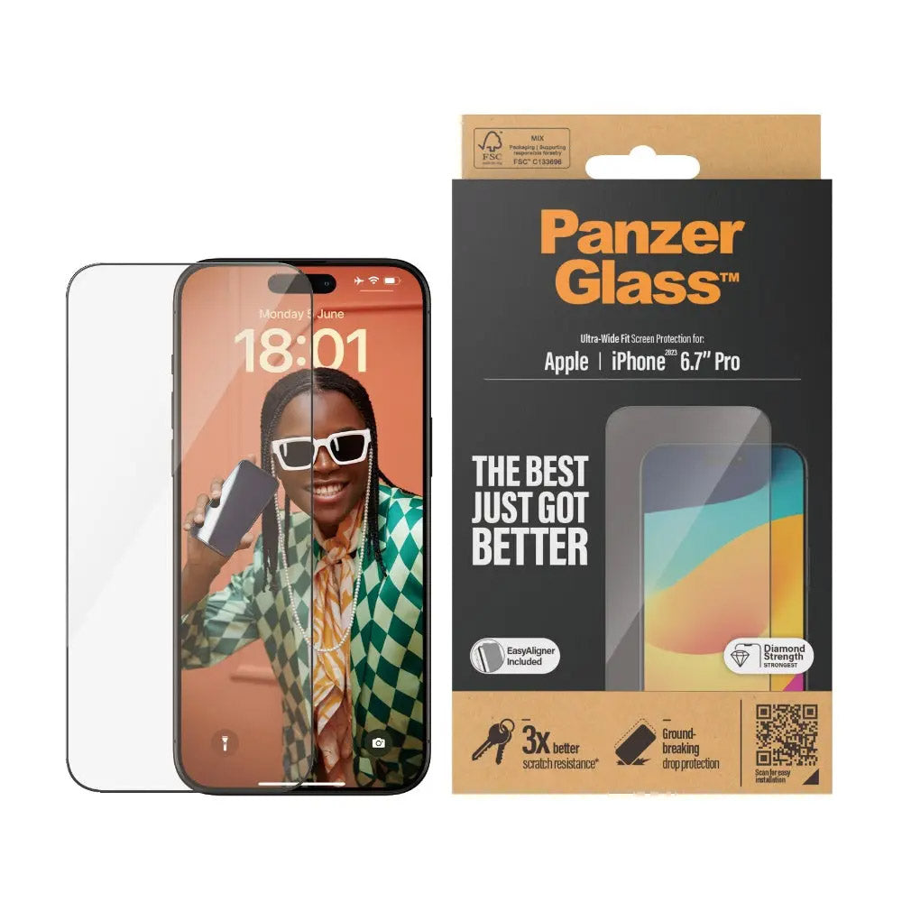 PanzerGlass Classic Fit Screen Protector for Apple iPhone 15 2023 6.1