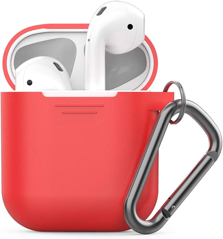 Keybudz PodSkinz Keychain Case with Carabiner for AirPods 1 & 2 - Red