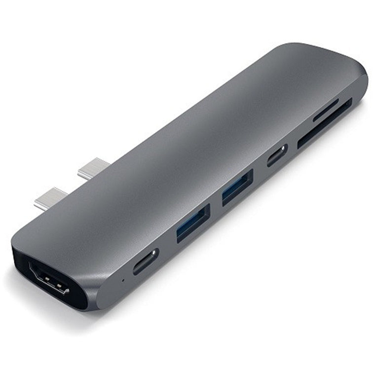 Satechi Aluminum Type-C Pro Hub Adapter with Thunderbolt 3 (40Gbs), 4K HDMI, USB-C Data, SD/Micro Card Reader - Space Gray