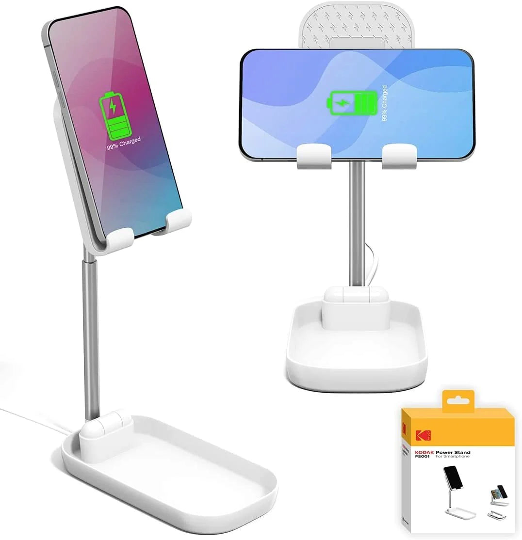 Kodak Power Stand Portable Wireless Charger & Holder for Qi Wireless Phones - White
