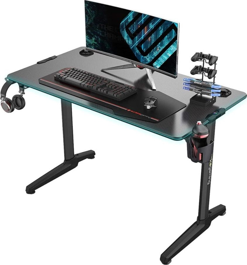 Eureka Ergonomic Colonel Series GIP 44' E-sports Computer Desk With Fiber Optic RGB Lighting (Size: 112x60CM)