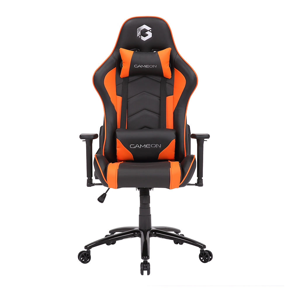 Game On Gaming Chair - Black/Orange, 3D, Backrest, Head Pillow, Lumbar