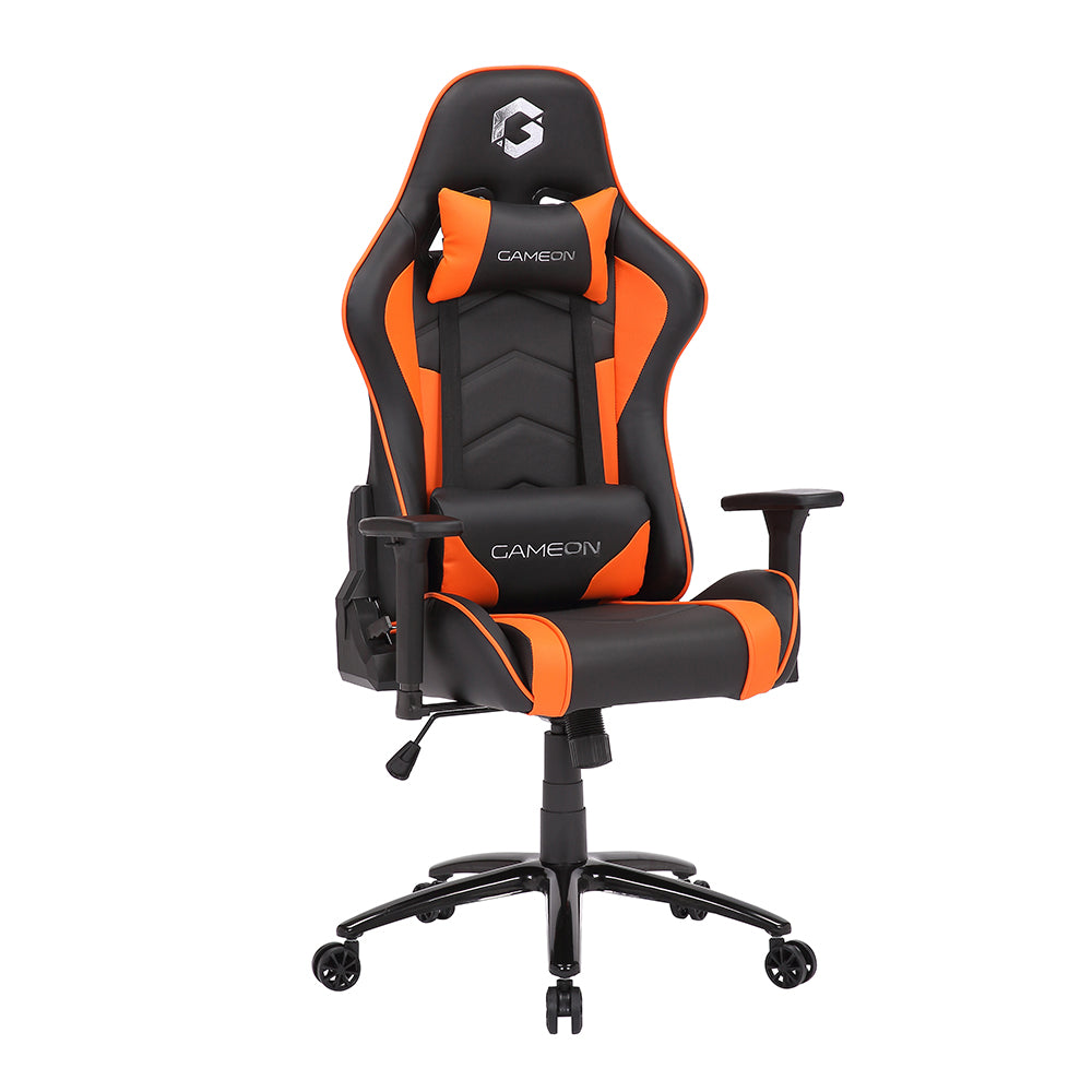 Game On Gaming Chair - Black/Orange, 3D, Backrest, Head Pillow, Lumbar