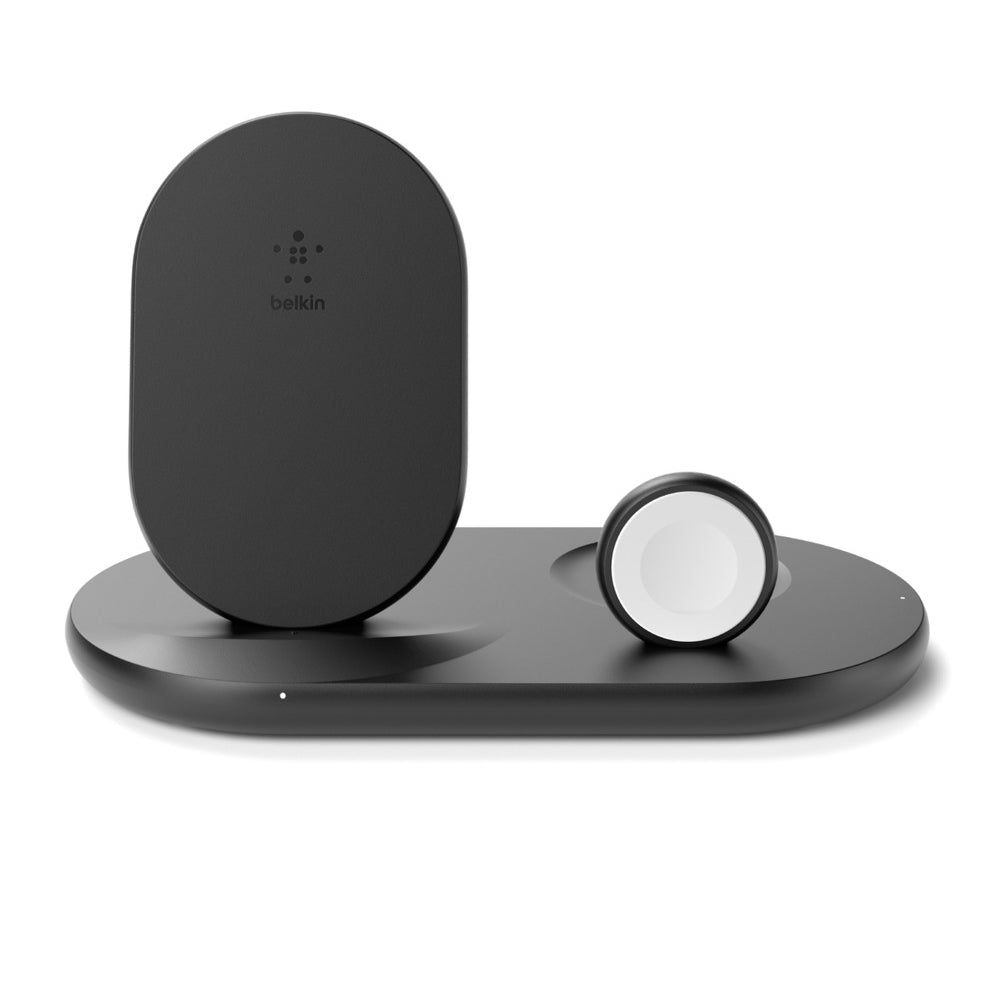 Belkin 3-in-1 Wireless Charger (7.5W Wireless Charging Station for iPhone, Apple Watch and AirPods) - Black