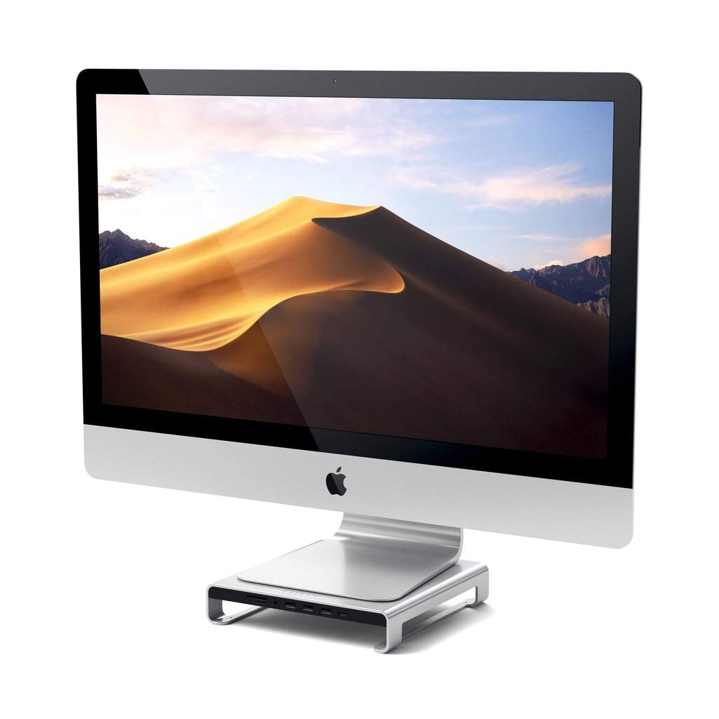 Satechi Aluminum Type-C Monitor Stand with USB-C, USB 3.0, Micro SD Card Slots and 3.5mm Headphone Jack, Compatible with iMac Pro, 2019/2017/2016 iMac, Silver