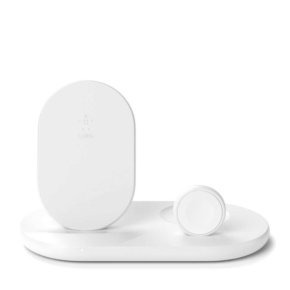 Belkin 3-in-1 Wireless Charger (Wireless Charging Station for iPhone, Apple Watch, AirPods) Wireless Charging Dock, iPhone Charging Dock, Apple Watch Charging Stand - White