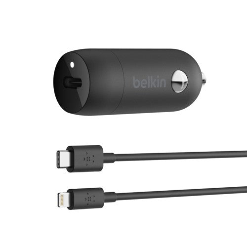 Belkin BOOST↑CHARGE 20W USB-C PD Car Charger with USB-C to Lightning Cable