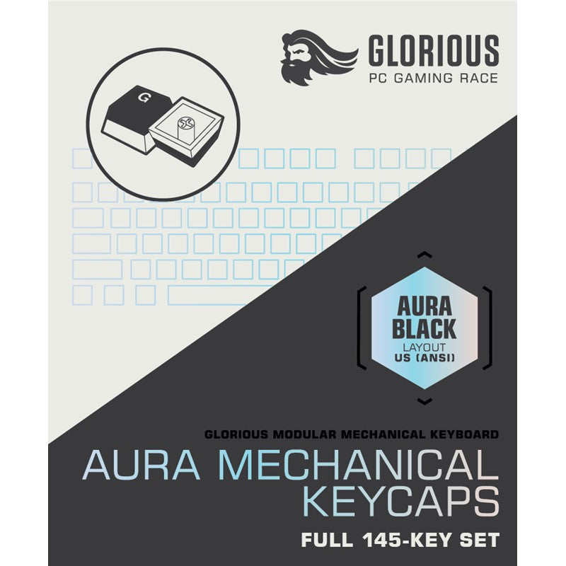 Glorious Aura Keycaps v2 - Black For Mechanical Gaming Keyboard