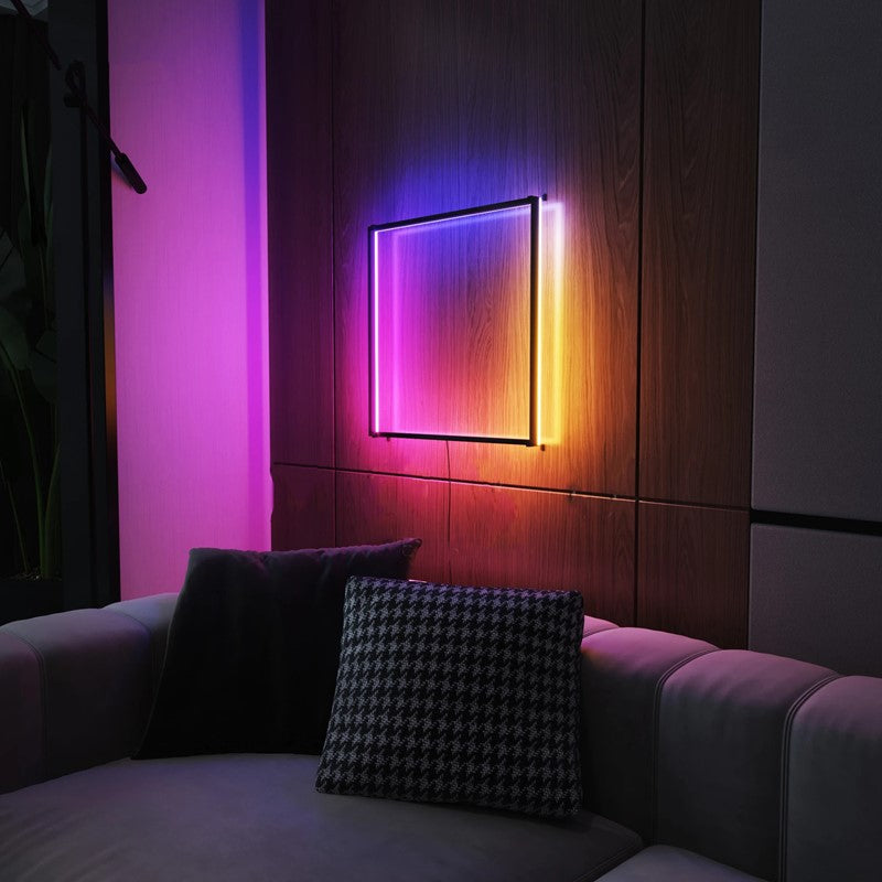 Modern Hollow Square RGB LED Wall Lamp with Remote Control