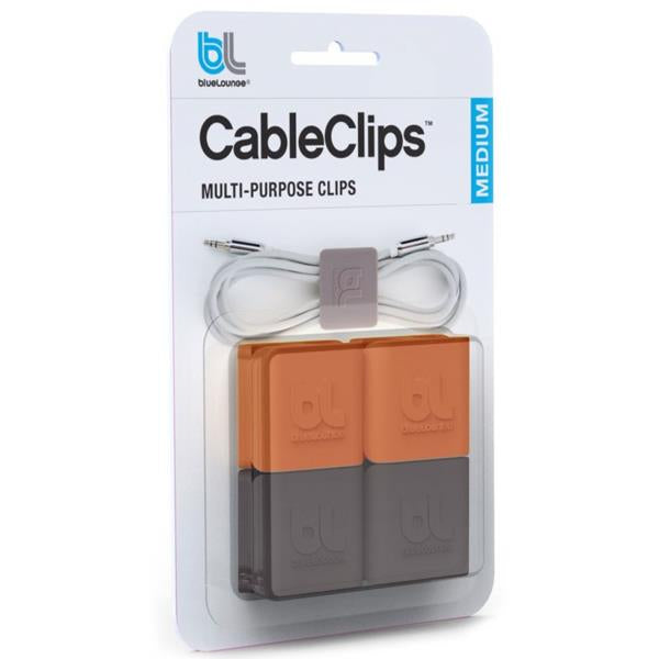 BlueLounge CableClip, Medium - Orange & Dark Grey