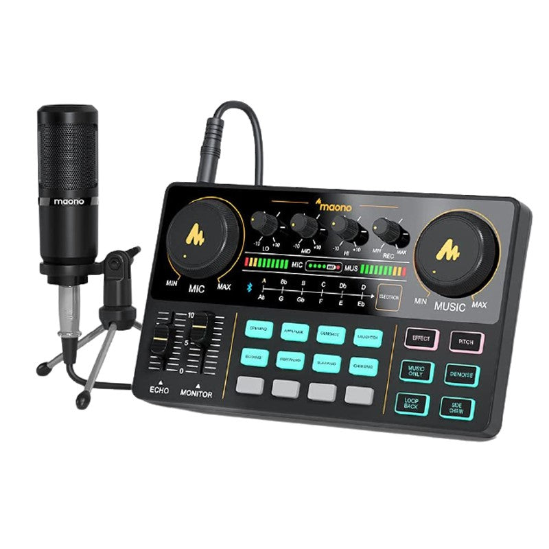Maonocaster AU-AM200S1 Lite Portable All-In-One Podcast Production Studio With Microphone And Audio Interface for Podcast, Games - Black