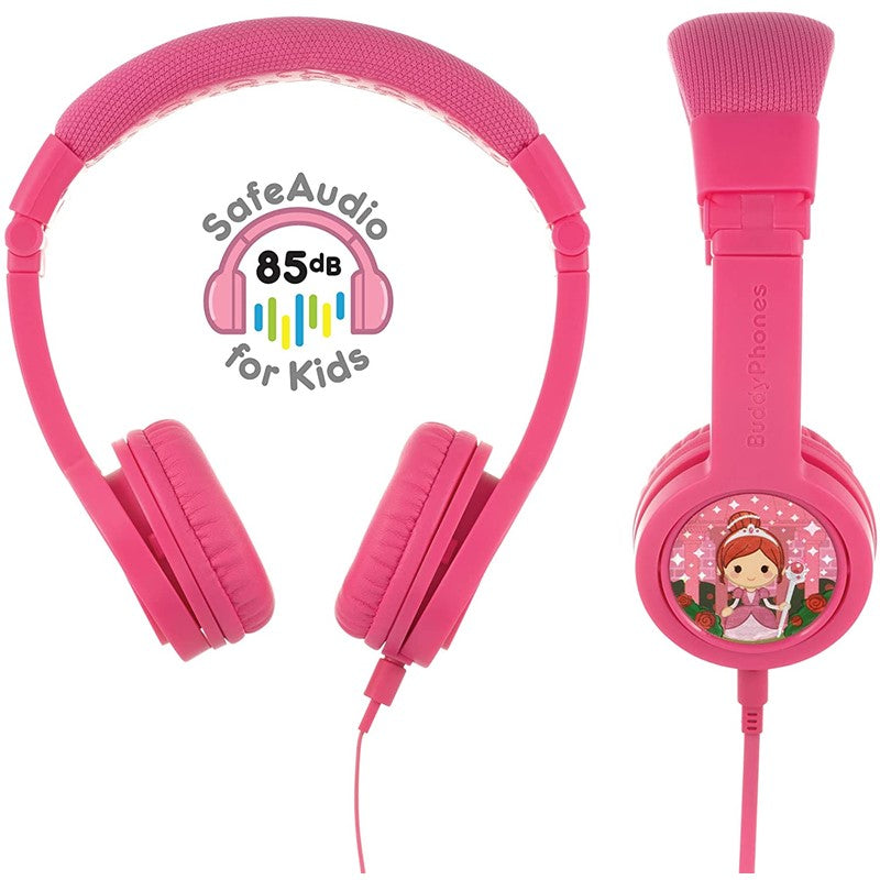 BuddyPhones Explore+, Volume-Limiting Kids Headphones, Foldable and Durable, Built-in Audio Sharing Cable with in-Line Mic, Best for Kindle, iPad, iPhone and Android Devices