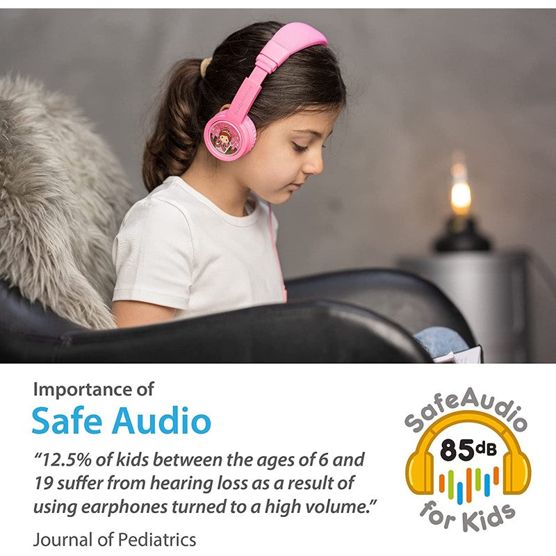 BuddyPhones Explore+, Volume-Limiting Kids Headphones, Foldable and Durable, Built-in Audio Sharing Cable with in-Line Mic, Best for Kindle, iPad, iPhone and Android Devices