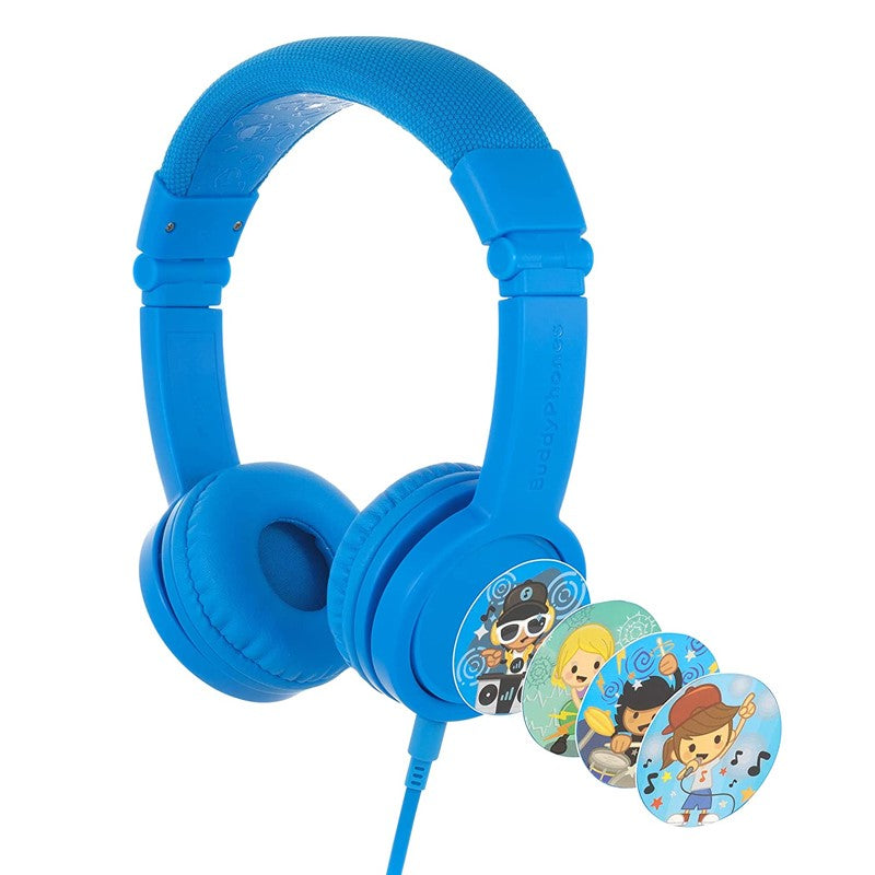 BuddyPhones Explore+, Volume-Limiting Kids Headphones, Foldable and Durable, Built-in Audio Sharing Cable with in-Line Mic, Best for Kindle, iPad, iPhone and Android Devices