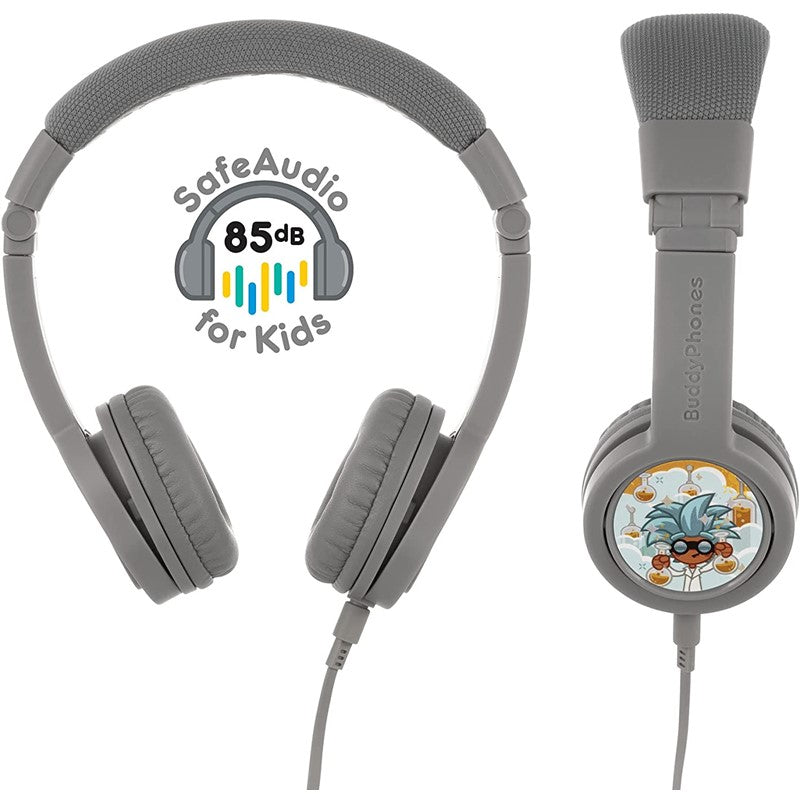 BuddyPhones Explore+, Volume-Limiting Kids Headphones, Foldable and Durable, Built-in Audio Sharing Cable with in-Line Mic, Best for Kindle, iPad, iPhone and Android Devices