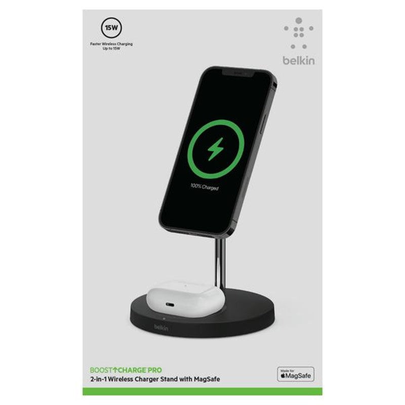 Belkin - BOOSTCHARGE PRO MagSafe 2 in 1 with 15W Wireless Charger Stand - UK