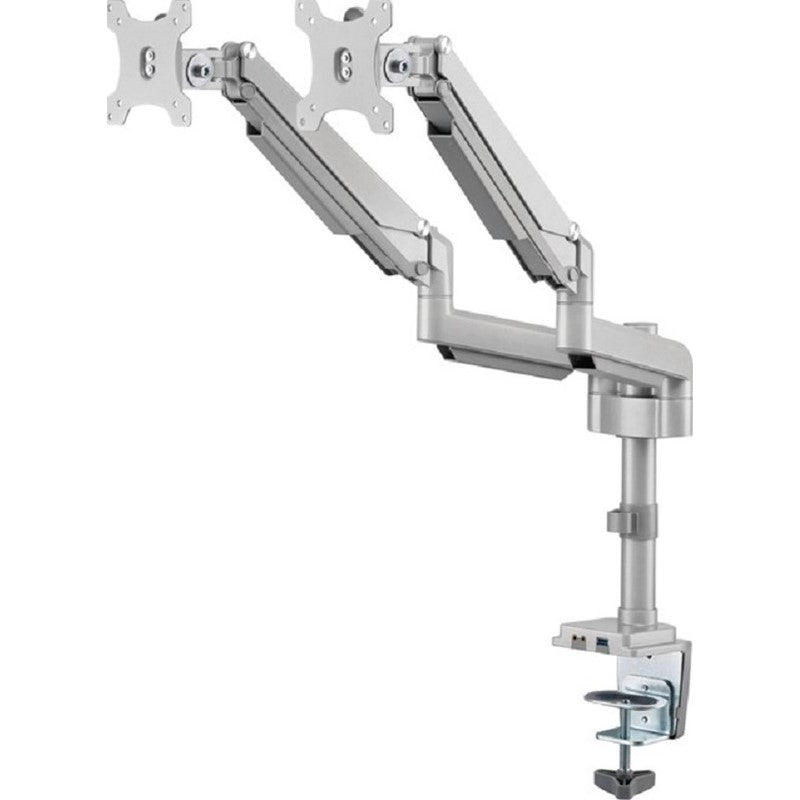 Gadgeton GGO-2076 Pole-Mounted Gas Spring Aluminum Dual Monitor Arm, Stand And Mount For Gaming And Office Use, 17