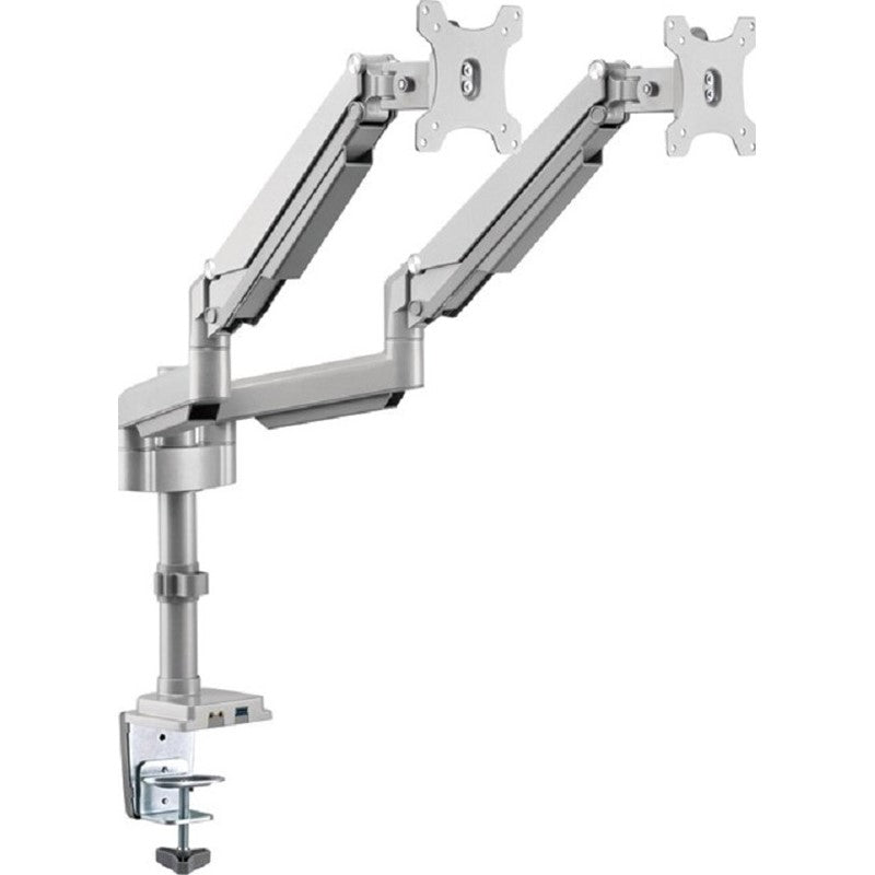 Gadgeton GGO-2076 Pole-Mounted Gas Spring Aluminum Dual Monitor Arm, Stand And Mount For Gaming And Office Use, 17