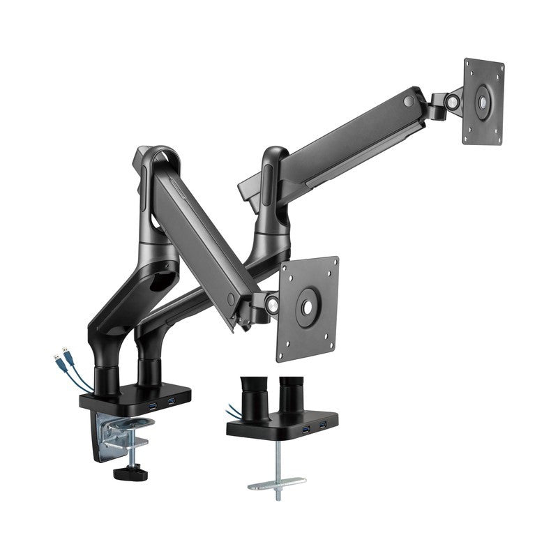 GAMEON GO-2144 Premium Aluminum Spring-Assisted Dual Monitor Arm, Stand And Mount For Gaming And Office Use, 17