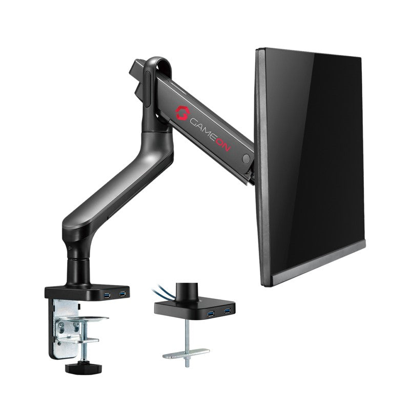 GAMEON Premium Aluminum Spring-Assisted Single Monitor Arm, Stand And Mount For Gaming And Office Use, 17