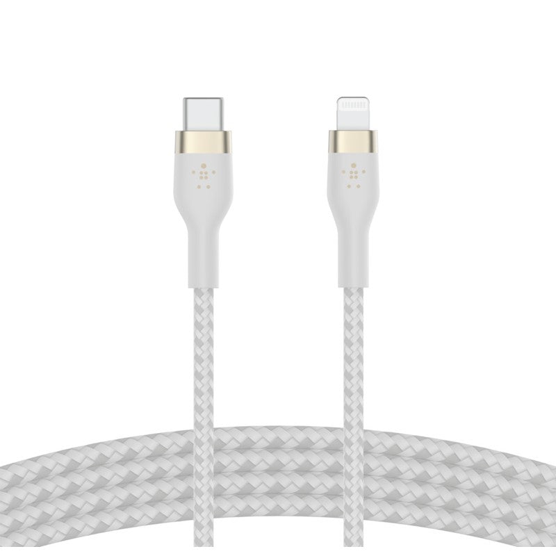 Belkin Braided Silicone Lightning To Type-C Cable, 1 Meter, White