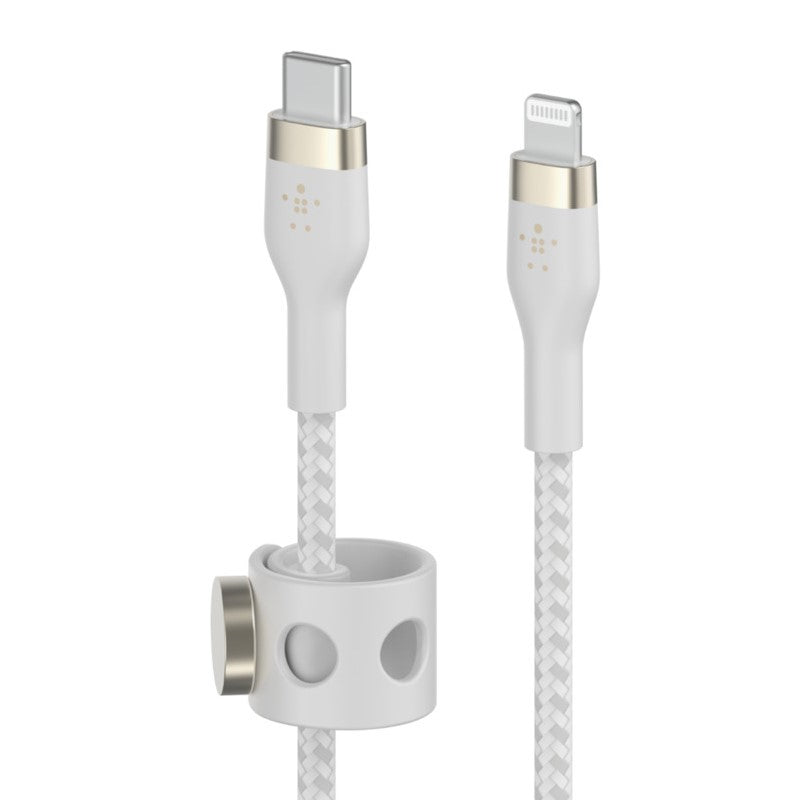 Belkin Braided Silicone Lightning To Type-C Cable, 1 Meter, White