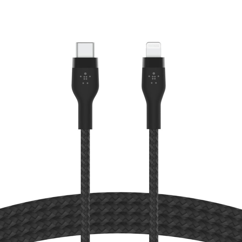 Belkin Braided Silicone Lightning To Type-C Cable, 3 Meter, Black
