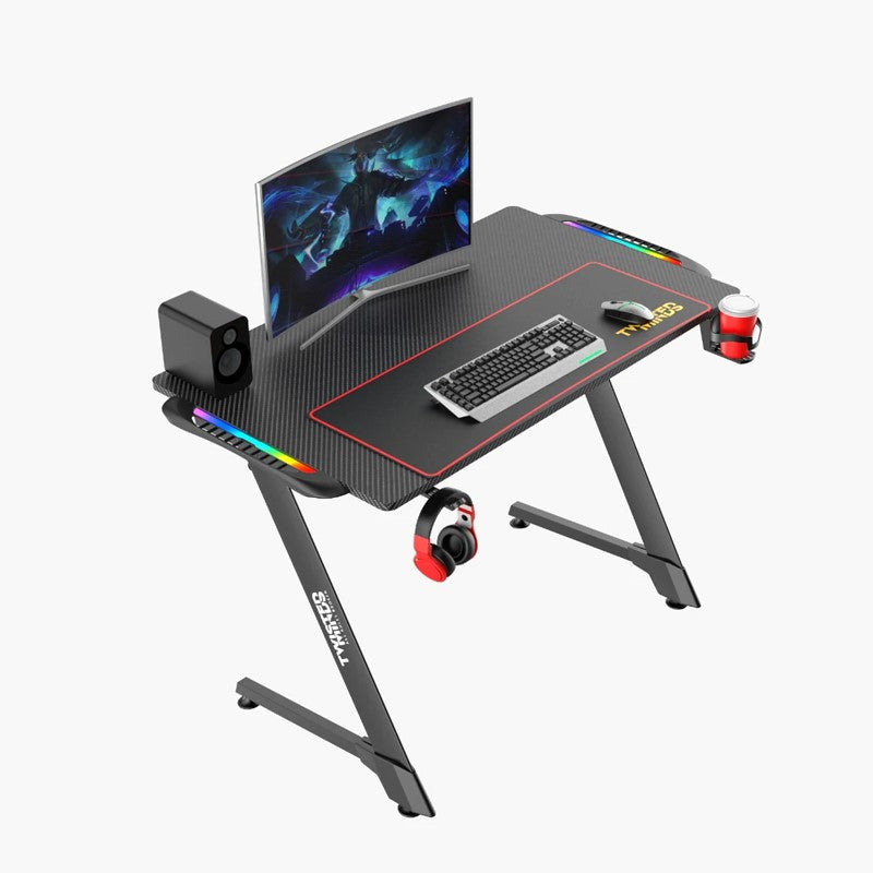 Twisted Minds Z Shaped Gaming Desk Carbon fiber texture - RGB