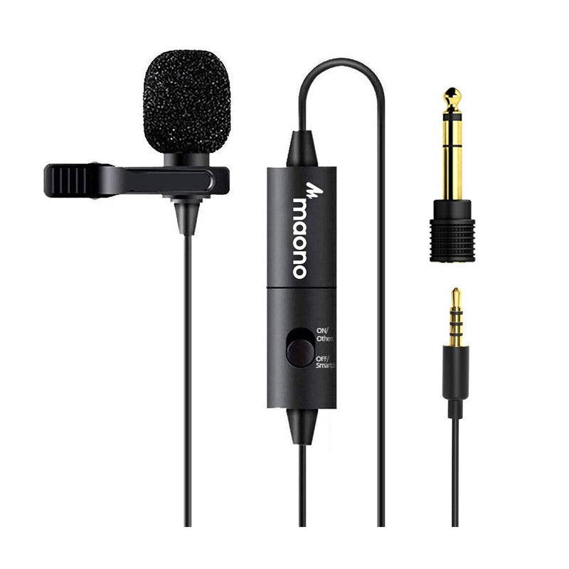 Maonocaster AU-100 Condenser Clip On Lavalier Microphone With Audio Cable - Black