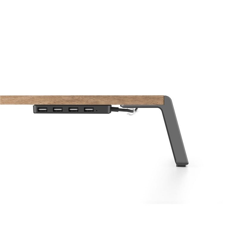 اوبرجو حامل خشبي قائم بارتفاع قابل للتعديل مع 4 منافذ USB لأجهزة الكمبيوتر المحمولة والشاشات