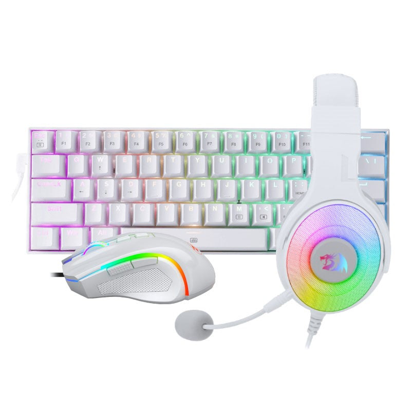 Redragon S129W 3in1 Gaming Mouse, Headset and Keyboard Combo - White