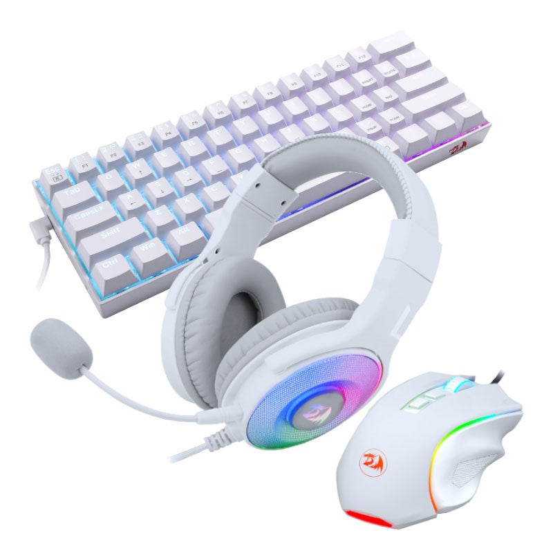 Redragon S129W 3in1 Gaming Mouse, Headset and Keyboard Combo - White