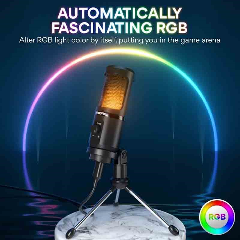 Maonocaster PM461 Series Condenser USB Gaming RGB Microphone - Black