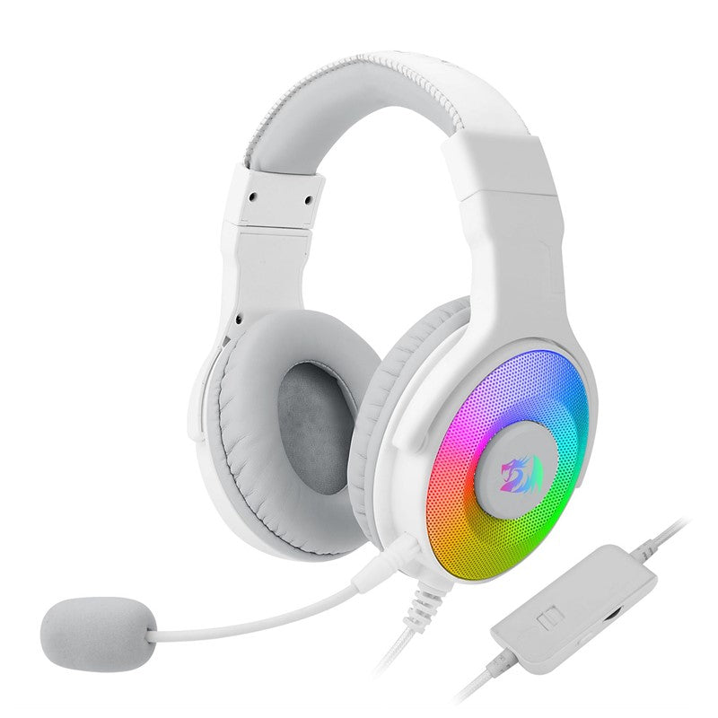 Redragon Pandora White, Virtual 7.1 RGB Gaming headset with Adapter