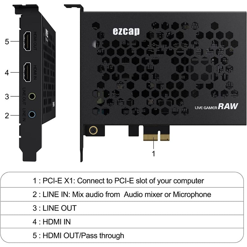 EZCap 324B LIVE GAMER RAW PCIe 4K HDMI Video Capture Card