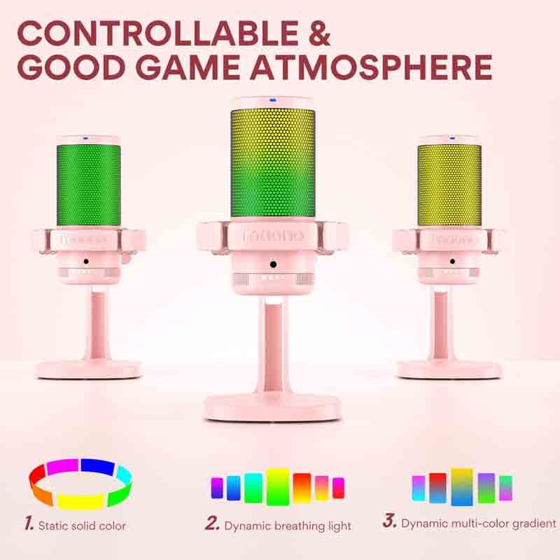 Maonocaster DM20 GamerWave Condenser USB Gaming RGB Microphone - Pink