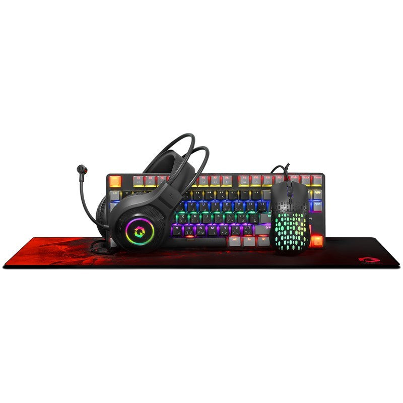 حزمة GAMEON VIPER X الكل في واحد (لوحة مفاتيح ميكانيكية وسماعة رأس وماوس ولوحة ماوس)