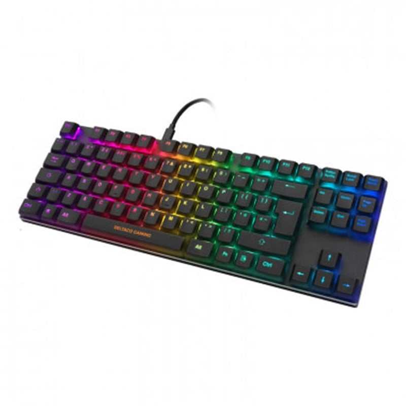 Deltaco لوحة مفاتيح للألعاب ميكانيكية منخفضة ، المملكة المتحدة ، RGB ، أسود