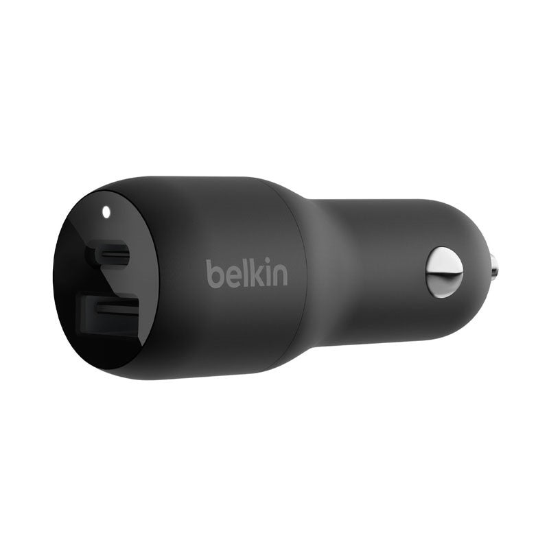 Belkin Dual USBC 25W USBA 12W Car Charger, Black