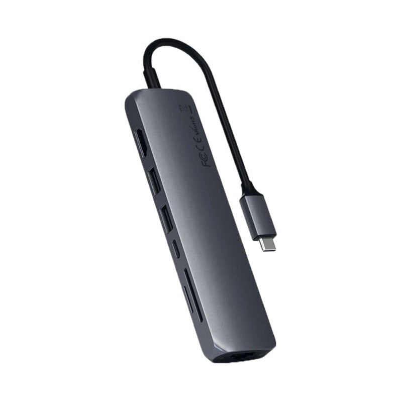 منفذ Satechi USB Type-C نحيف متعدد المنافذ مع محول إيثرنت ، رمادي فلكي