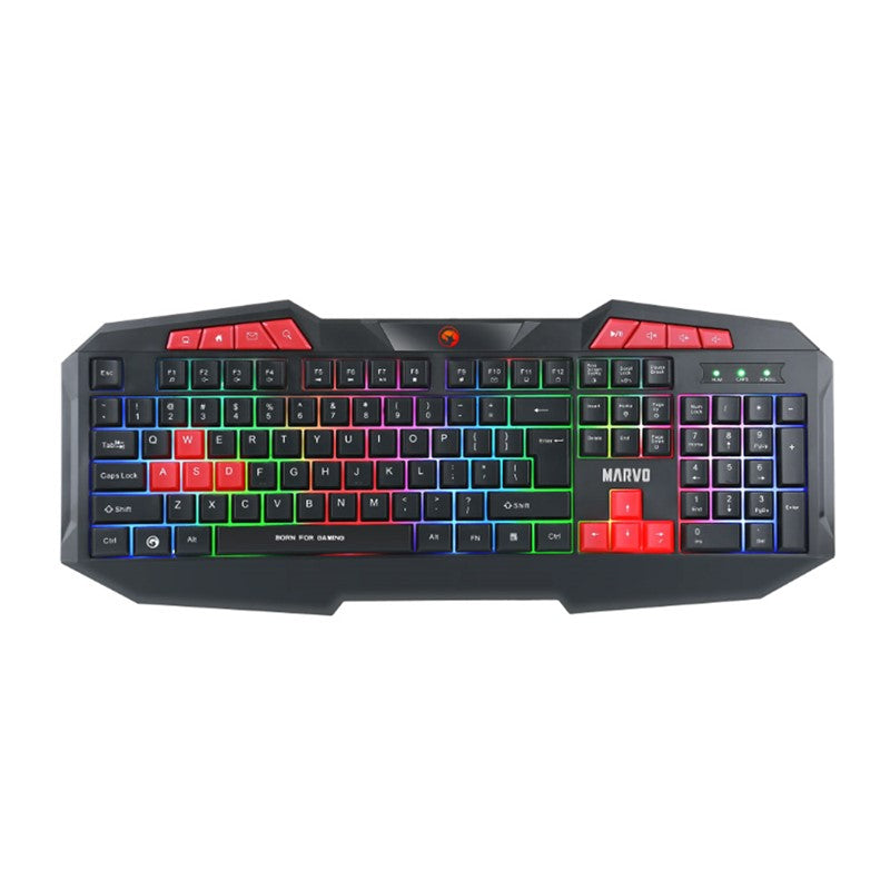 MARVO K602 EN Wired Membrane Rainbow Backlit Gaming Keyboard - Black