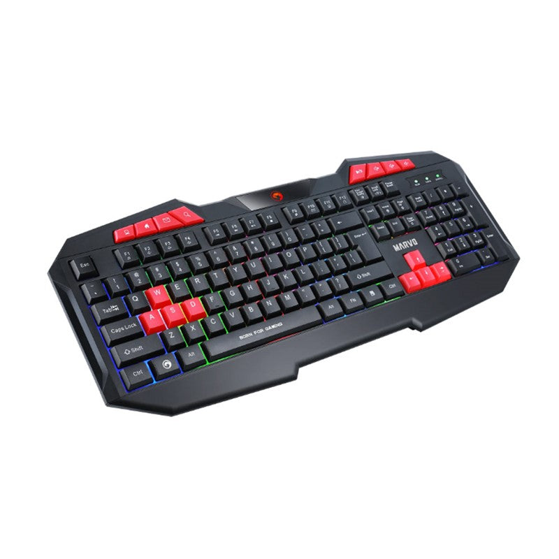مارفو لوحة مفاتيح سلكية للألعاب انجليزي بإضاءة خلفية - أسود