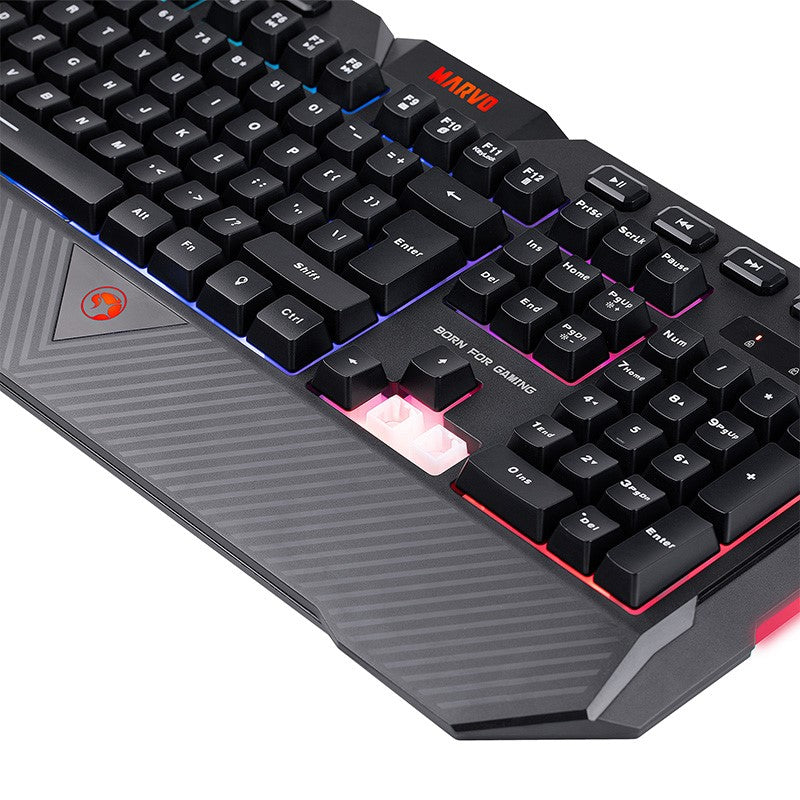 مارفو K656 لوحة مفاتيح انجليزي سلكية للألعاب مع مفاتيح مخصصة للوسائط المتعددة – أسود