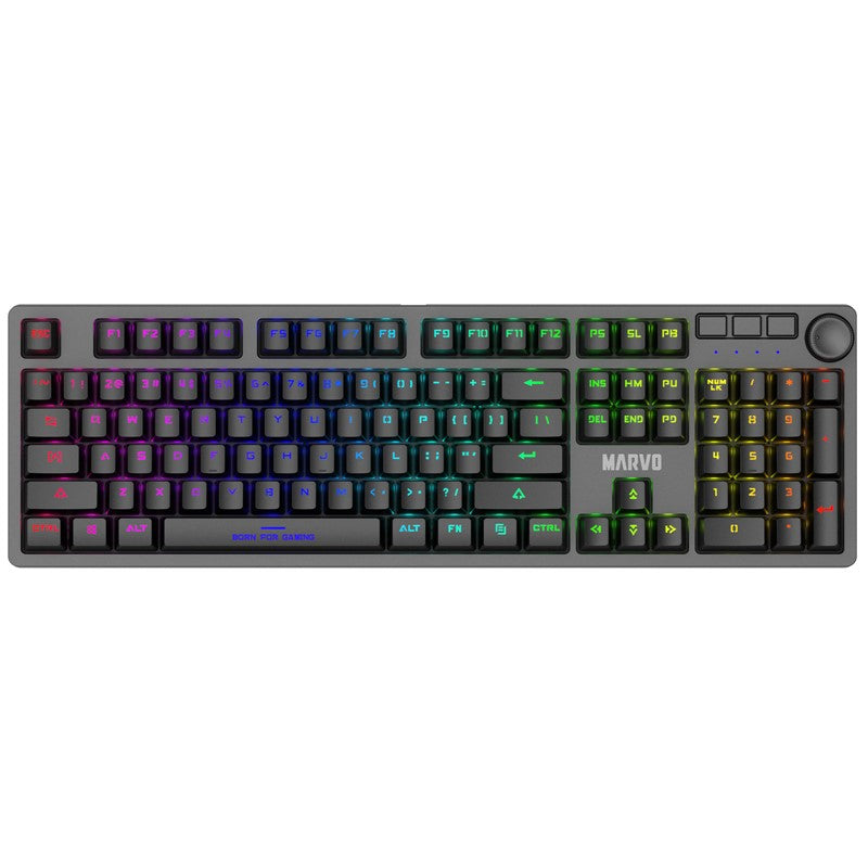 مارفو KG953W (مفتاح أحمر) لوحة مفاتيح انجليزي ميكانيكية سلكية للألعاب مع كابل سي قابل للفصل – أسود