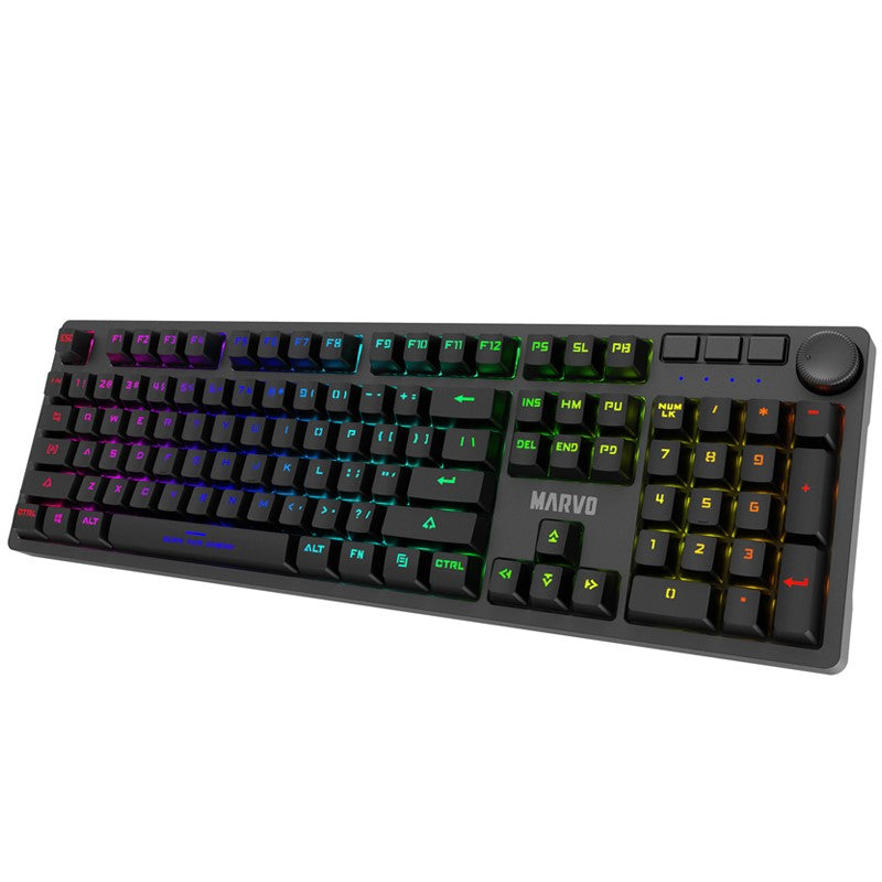 مارفو KG953W (مفتاح أحمر) لوحة مفاتيح انجليزي ميكانيكية سلكية للألعاب مع كابل سي قابل للفصل – أسود
