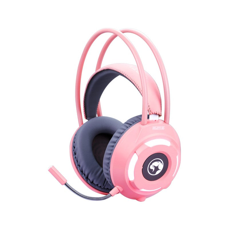 MARVO HG8936 Stereo Wired Gaming Headset with White Light - Pink