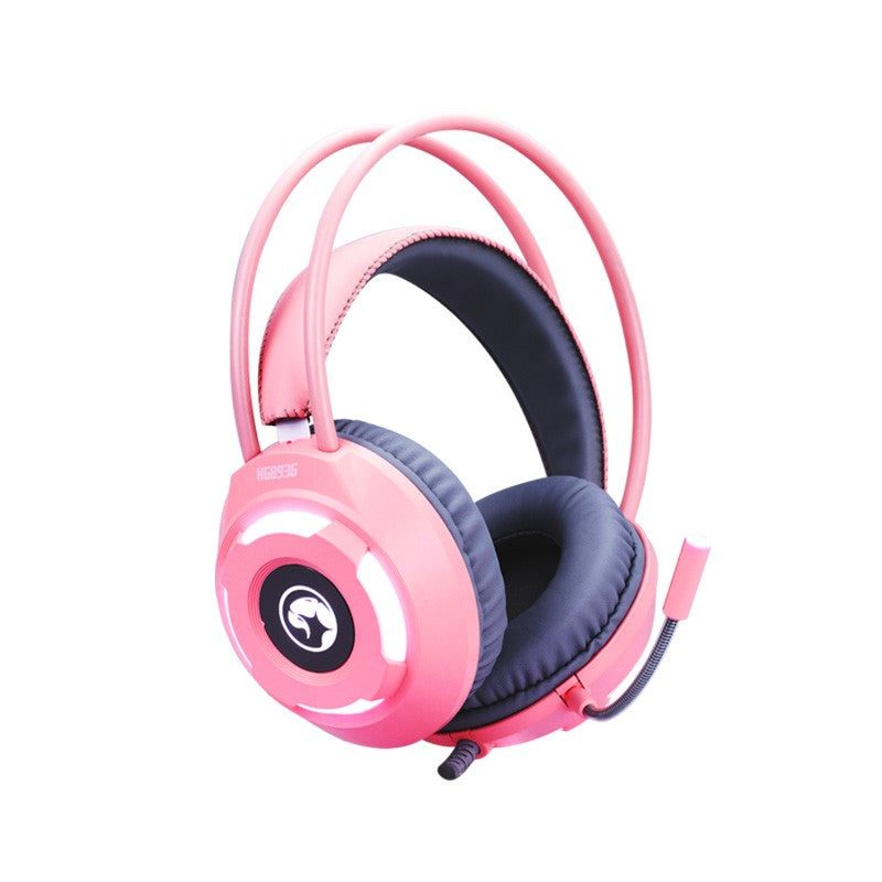 MARVO HG8936 Stereo Wired Gaming Headset with White Light - Pink