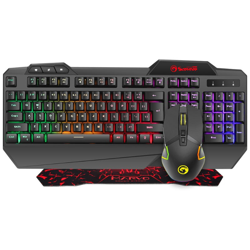 MARVO CM306 EN 3 In 1 Wired Gaming Keyboard, Mouse & Mousepad Starter Kit - Black